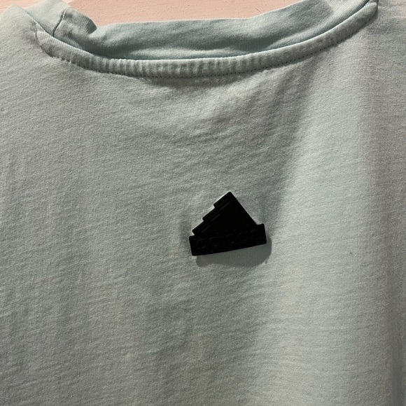 Adidas Crop T-Shirt – Blue Graphic Logo, Mint Green, Size M - Picture 8 of 8